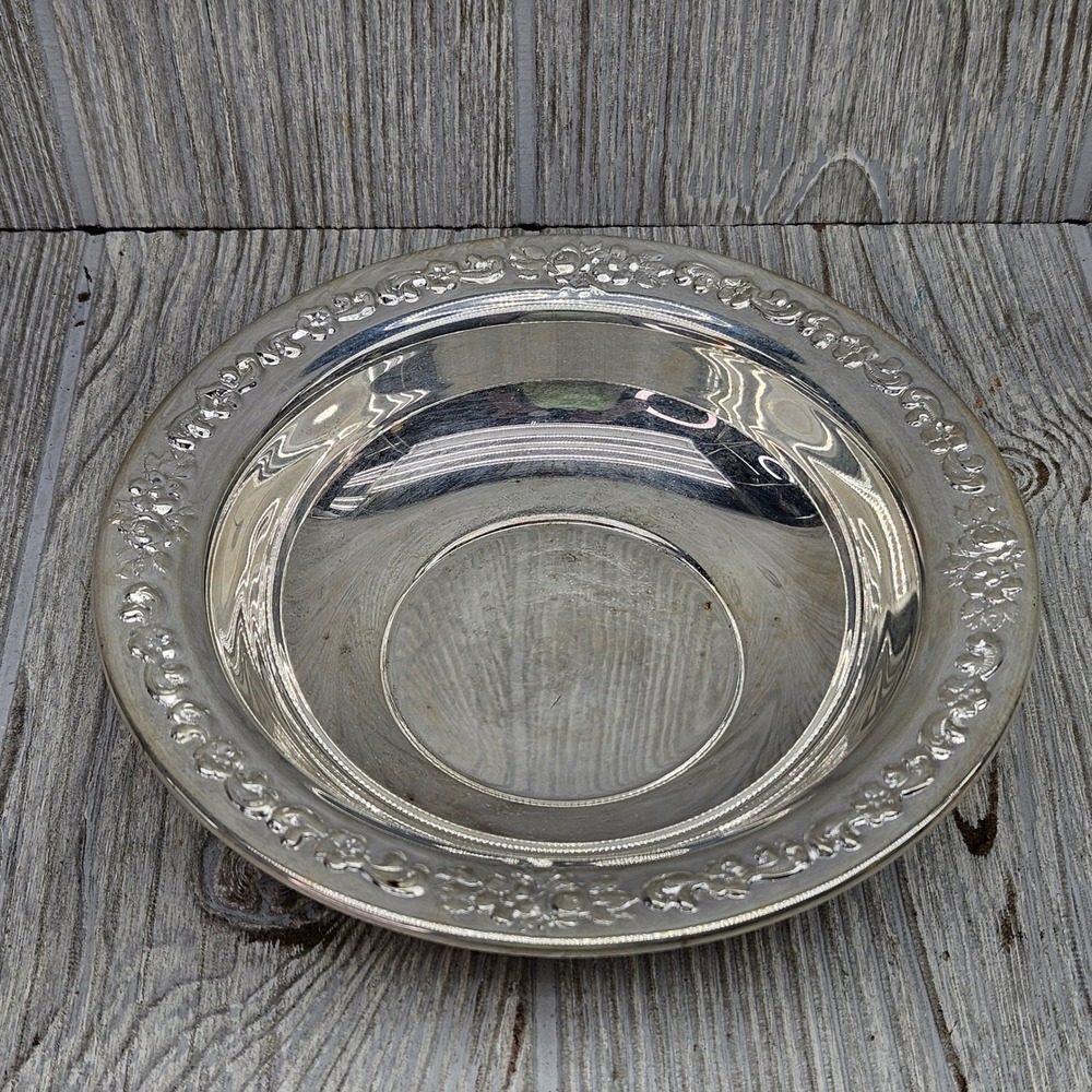 Sheridan Silverplate Bowl Taunton Silversmiths Rose Scroll 6" Bon Bon Bowl Round